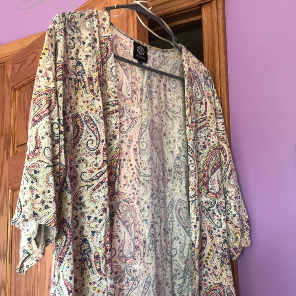 3/4 sleeve multicolor kimono